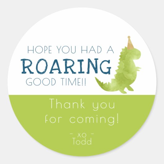 Dinosaur-themafepartaar roar roaring good-time Bed Ronde Sticker (Voorkant)