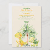 Dinosaur Theme 1st Birthday Party Kaart (Voorkant)