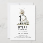 Dinosaur Theme 1st Birthday Party Kaart (Voorkant)