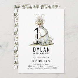 Dinosaur Theme 1st Birthday Party Kaart