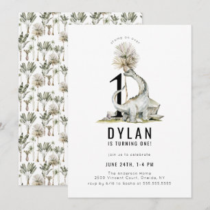 Dinosaur Theme 1st Birthday Party Kaart