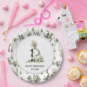 Dinosaur Theme 1st Birthday Party Papieren Bordje (Feest)