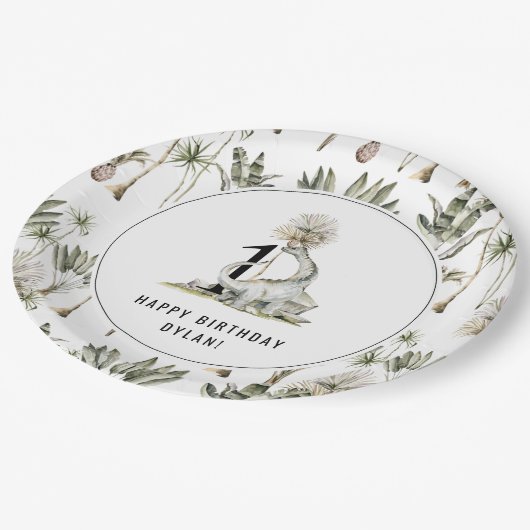 Dinosaur Theme 1st Birthday Party Papieren Bordje (Gekanteld)