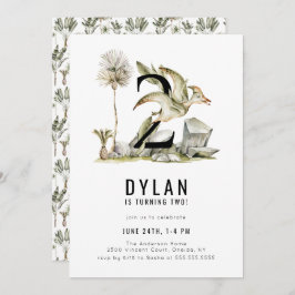 Dinosaur Theme 2e verjaardag Kaart