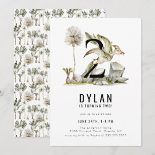 Dinosaur Theme 2e verjaardag Kaart