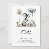 Dinosaur Theme 3rd Birthday Party Kaart (Voorkant)