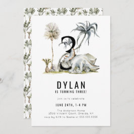 Dinosaur Theme 3rd Birthday Party Kaart