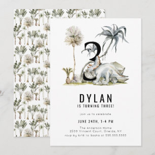 Dinosaur Theme 3rd Birthday Party Kaart