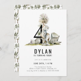 Dinosaur Theme 4th Birthday Party Kaart