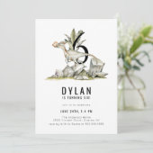 Dinosaur Theme 6th Birthday Party Kaart (Staand voorkant)