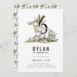 Dinosaur Theme 6th Birthday Party Kaart