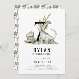 Dinosaur Theme 7th Birthday Party Kaart