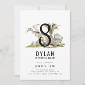 Dinosaur Theme 8th Birthday Party Kaart (Voorkant)