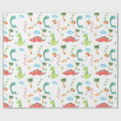 Dinosaur Theme Birthday Party Cadeaupapier (Vlak)