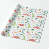 Dinosaur Theme Birthday Party Cadeaupapier (Uitgerold)