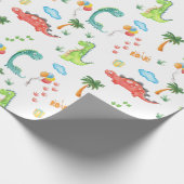 Dinosaur Theme Birthday Party Cadeaupapier (Hoek)