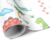Dinosaur Theme Birthday Party Cadeaupapier (Rol Hoek)