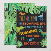 Dinosaur Theme Birthday Party Dank je kaarten (Voorkant / Achterkant)