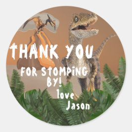 Dinosaur Theme Birthday Party Hartelijk dank Ronde Sticker