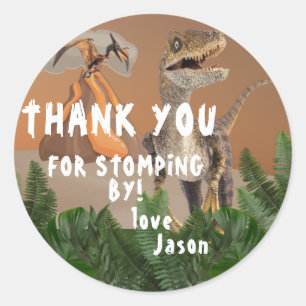 Dinosaur Theme Birthday Party Hartelijk dank Ronde Sticker