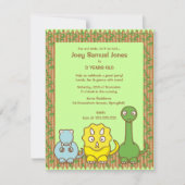 Dinosaur Theme Birthday Party Invitation Kind Kaart (Voorkant)