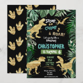 Dinosaur Theme Birthday Party Kaart (Voorkant / Achterkant)