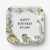 Dinosaur Theme Birthday Party Papieren Bordje (Voorkant)