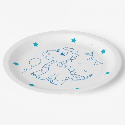 dinosaur theme birthday party papieren bordje (Gekanteld)