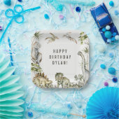 Dinosaur Theme Birthday Party Papieren Bordje (Feest)