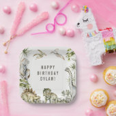 Dinosaur Theme Birthday Party Papieren Bordje (Feest)