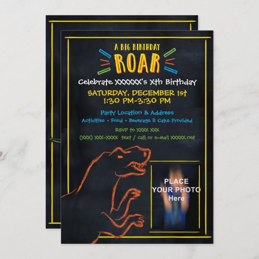 Dinosaur Theme Birthday Uitnodiging (Voorkant / Achterkant)