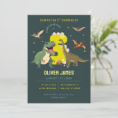 Dinosaur theme boy 5th birthday  kaart (Staand voorkant)