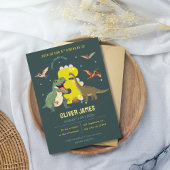 Dinosaur theme boy 5th birthday kaart