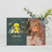 Dinosaur theme boy 5th birthday kaart (Staand voorkant)