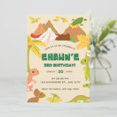 DInosaur Theme Boy Verjaardagsfeest Kaart (Staand voorkant)