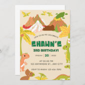 DInosaur Theme Boy Verjaardagsfeest Kaart (Voorkant / Achterkant)