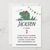 Dinosaur Theme Boy's Birthday Party Invitation Kaart (Voorkant)