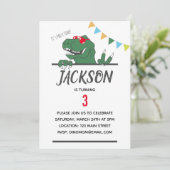 Dinosaur Theme Boy's Birthday Party Invitation Kaart (Staand voorkant)