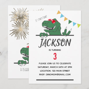 Dinosaur Theme Boy's Birthday Party Invitation Kaart