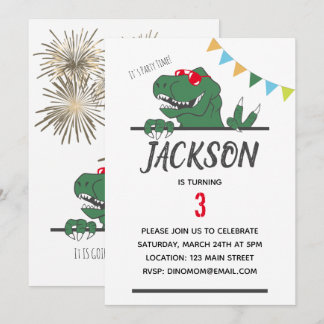 Dinosaur Theme Boy's Birthday Party Invitation Kaart