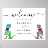 Dinosaur Theme Gay Wedding Welcome Poster (Voorkant)