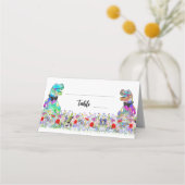 Dinosaur Theme Gay Wedding Wildflower Plaatskaartje (Voorkant)