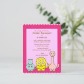 Dinosaur Theme Girl's Birthday Party Invitation Kaart (Staand voorkant)