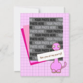 Dinosaur Theme Girl's Birthday Party Invitation Kaart (Achterkant)