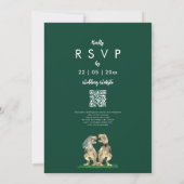 Dinosaur theme Green Wedding QR Code Kaart (Achterkant)
