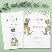 Dinosaur Theme Greenery Wedding Kaart