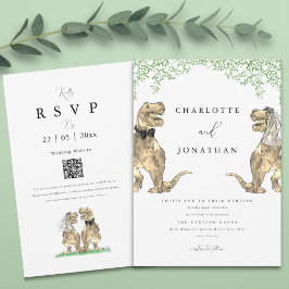 Dinosaur Theme Greenery Wedding Kaart