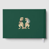 Dinosaur Theme Huwelijk Groen en Goud Gastenboek (Achterkant)