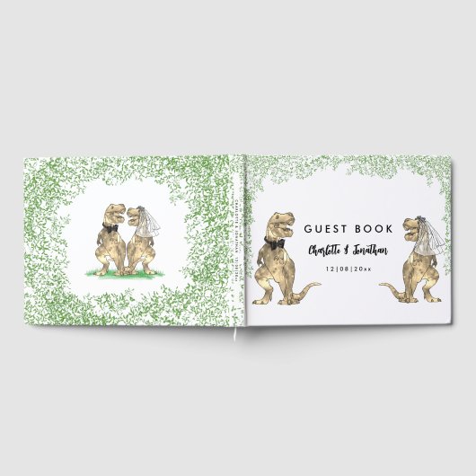 Dinosaur Theme Huwelijk op maat Gastenboek (Volledig)