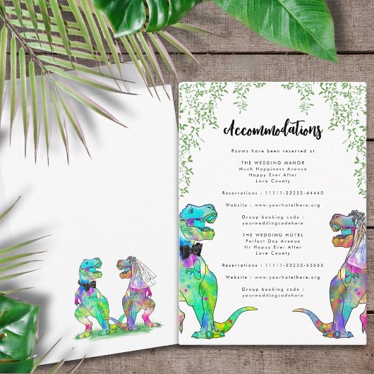 Dinosaur Theme Huwelijksaccommodatie Informatiekaartje